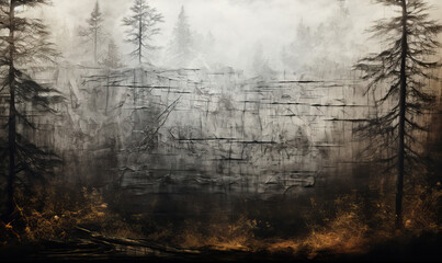 Fototapeta premium Misty Forest Aftermath at Dawn