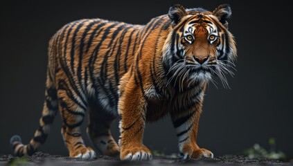 Fototapeta premium A Majestic Tiger Standing in the Shadows