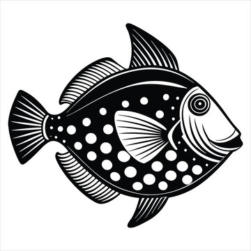 recommend clip art: Triggerfish silhouette vector illustration on white bacground