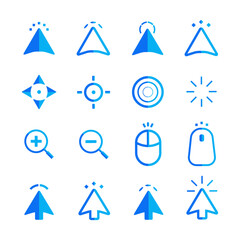 Mouse click cursor set. Hand Cursor. Click icon. Mouse pointer set. Arrow cursor. Vector illustration