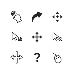 Mouse click cursor set. Hand Cursor. Click icon. Mouse pointer set. Arrow cursor. Vector illustration