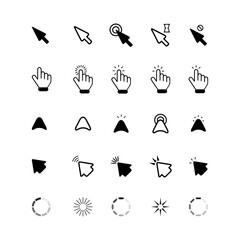 Mouse click cursor set. Hand Cursor. Click icon. Mouse pointer set. Arrow cursor. Vector illustration