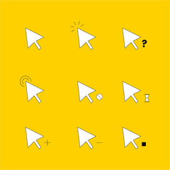 Mouse click cursor set. Hand Cursor. Click icon. Mouse pointer set. Arrow cursor. Vector illustration