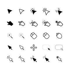 Mouse click cursor set. Hand Cursor. Click icon. Mouse pointer set. Arrow cursor. Vector illustration