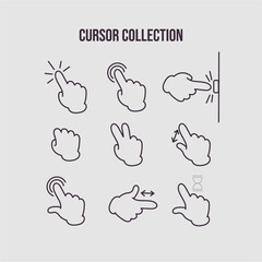 Mouse click cursor set. Hand Cursor. Click icon. Mouse pointer set. Arrow cursor. Vector illustration