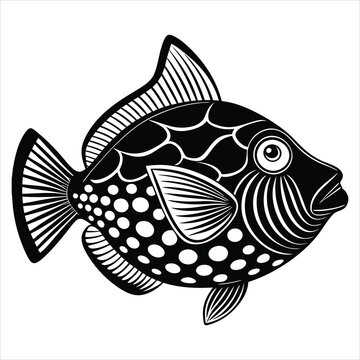 recommend clip art: Triggerfish silhouette vector illustration on white bacground
