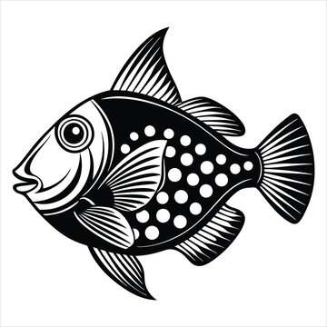 recommend clip art: Triggerfish silhouette vector illustration on white bacground