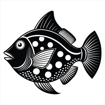 recommend clip art: Triggerfish silhouette vector illustration on white bacground