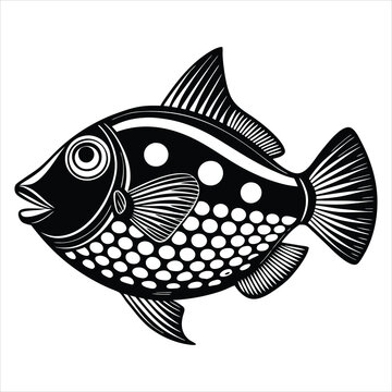 recommend clip art: Triggerfish silhouette vector illustration on white bacground