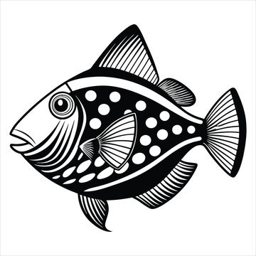 recommend clip art: Triggerfish silhouette vector illustration on white bacground