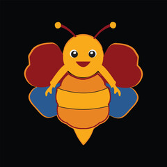 Cartoon cute bee flying. Vector illustration.