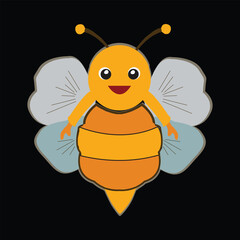 Cartoon cute bee flying. Vector illustration.