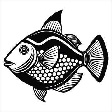 recommend clip art: Triggerfish silhouette vector illustration on white bacground