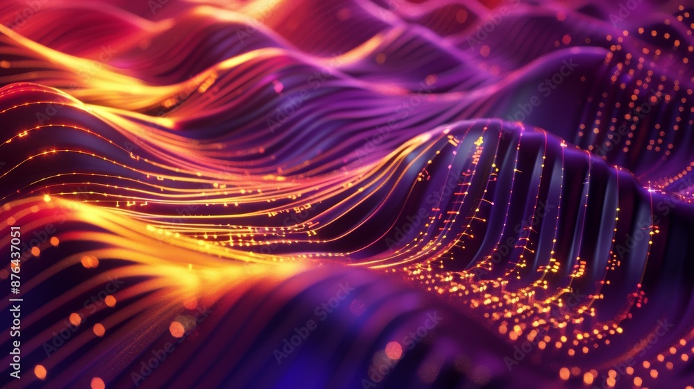 Aufkleber futuristic neon waves background for business technology presentations generative ai
