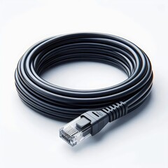 Ethernet WAN, LAN cable. WAN cable isolated, close up view. Internet connection