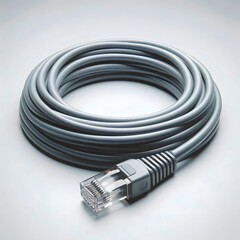 Ethernet WAN, LAN cable. WAN cable isolated, close up view. Internet connection