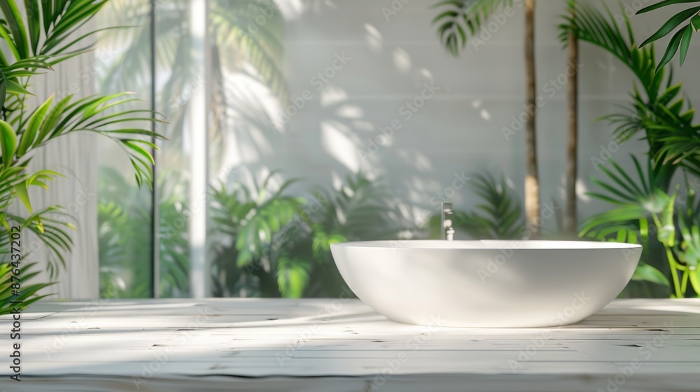 Poster modern bathroom setting for product display generative ai