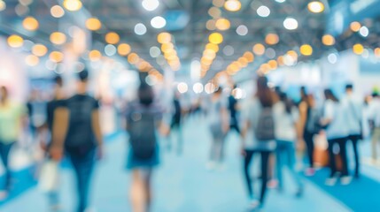 Crowded Exhibition Hall Background Generative AI