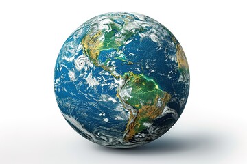 Fototapeta premium A blue and green planet with a white background