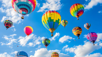 Backdrop featuring a hot air balloon festival with colorful balloons in the sky 