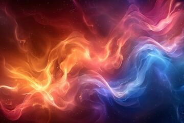 A colorful space background with orange and blue swirls