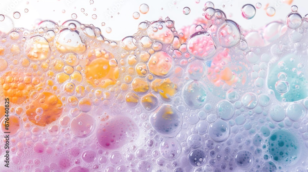 Poster A close-up view of a mixture of colorful soap bubbles