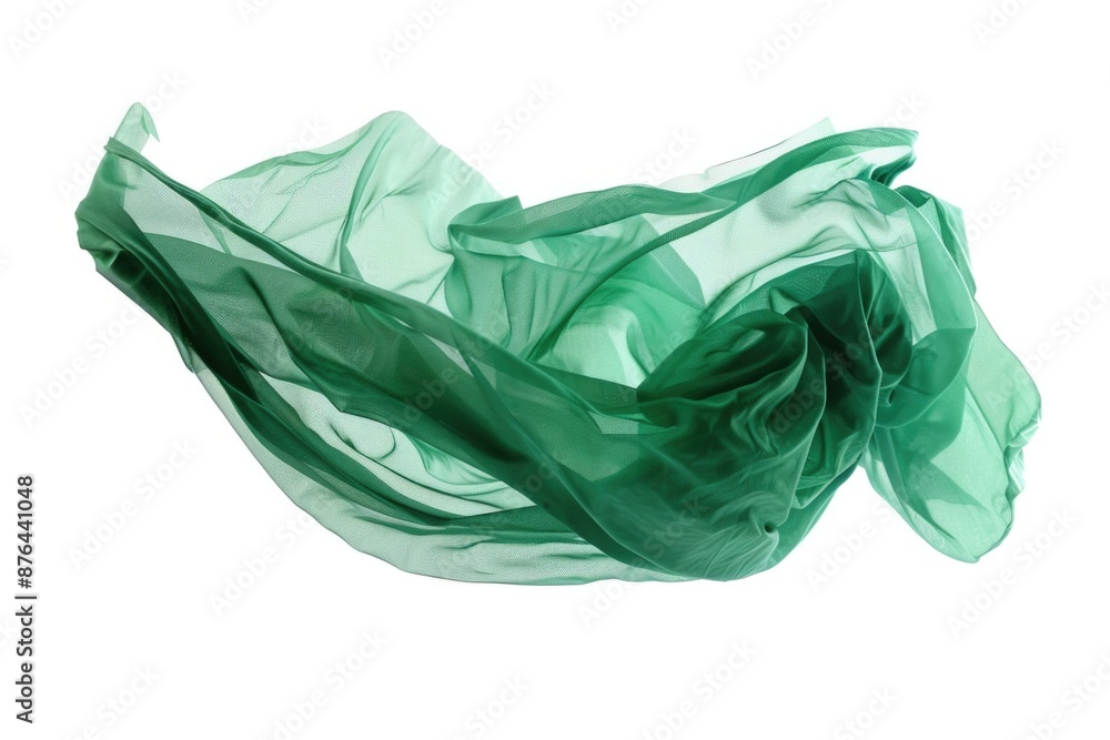 Poster a close-up shot of a green cloth against a plain white background, great for texture and color inspi