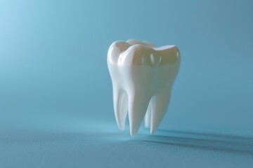 A single white tooth rests on a blue surface, perfect for dental or medical illustrations
