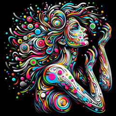 abstract background with swirls & decorative girl