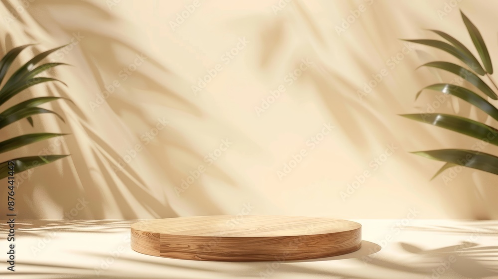 Poster tropical wooden table setting for event or presentation generative ai