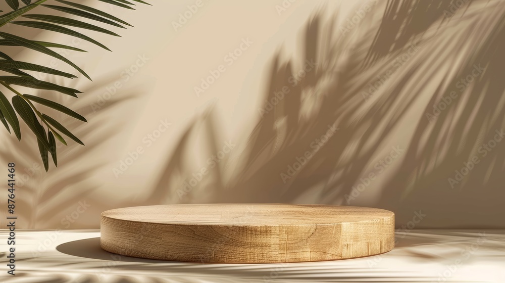 Aufkleber tropical wooden table setting for event or presentation generative ai