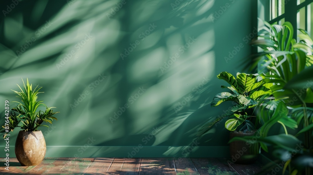Poster vibrant green studio background for product display generative ai