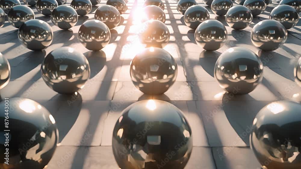 Poster a series of shadowed spheres arranged in a grid creating a threedimensional optical illusion.