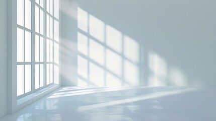 Obraz premium Natural Light Window Shadow Overlay on Wall Texture Abstract Background Generative AI