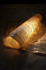 A rolled up newspaper sitting on a table, ideal for use in articles about news, media, or everyday life