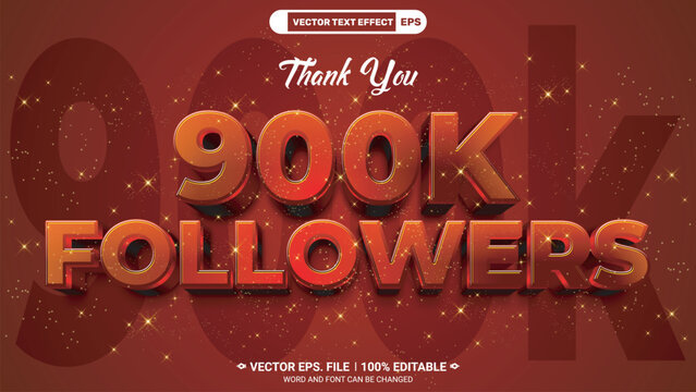 900k followers 3d editable vector text style effect for social media post