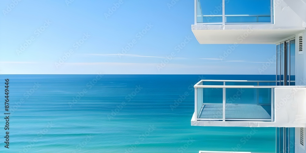 Poster architectural lines of condo enhance ocean views with intentional design. concept architecture, cond