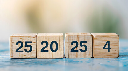 four wooden blocks arranged in a row