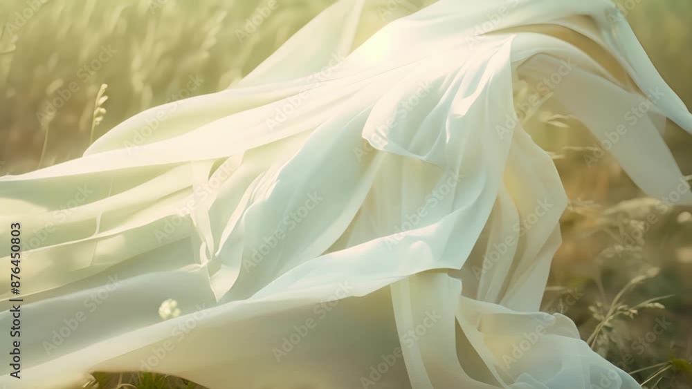 Poster floating ribbons of fabric gently sway in the gentle breeze creating a mesmerizing sight in the natu