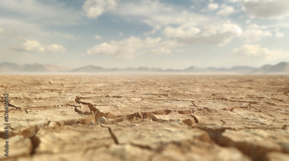 Poster a scenic view of a desert landscape with a few clouds floating in the sky, perfect for use in travel