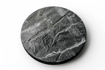 round untreated marble granite black gray plaque with with empty space for text