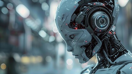 Fototapeta premium AI tech under development by an engineer.