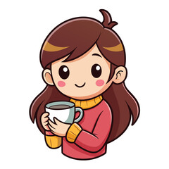 Obraz premium Women drinking coffee vector illustration cartoon character