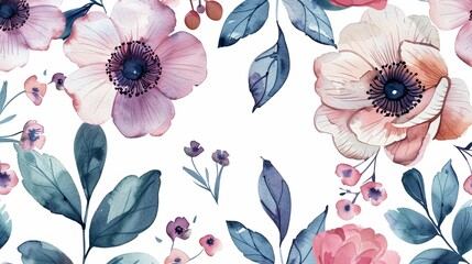 Beautiful collection of hand-drawn watercolor flowers and leaves. Perfect for invitations, weddings, or greeting cards.