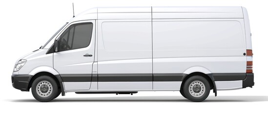 Fototapeta premium Side view of delivery van isolated on white background.