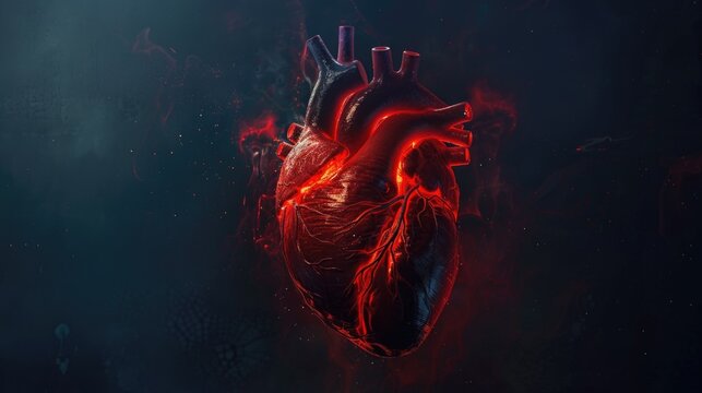 A close-up shot of a heart on a dark background, suitable for use in romantic or emotional contexts