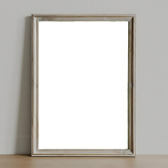 Fototapeta premium Minimalist Portrait Wall Wood Frame Mockup | Dicut, White Background, Neutral Background, Interior Design, Home Decor, and Promotional Materials