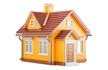 House or home, 3D rendering isolated on transparent background