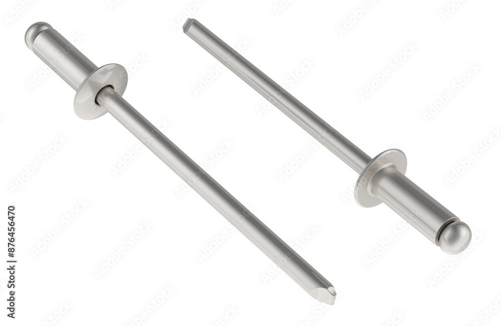 Poster two blind rivets, 3d rendering isolated on transparent background