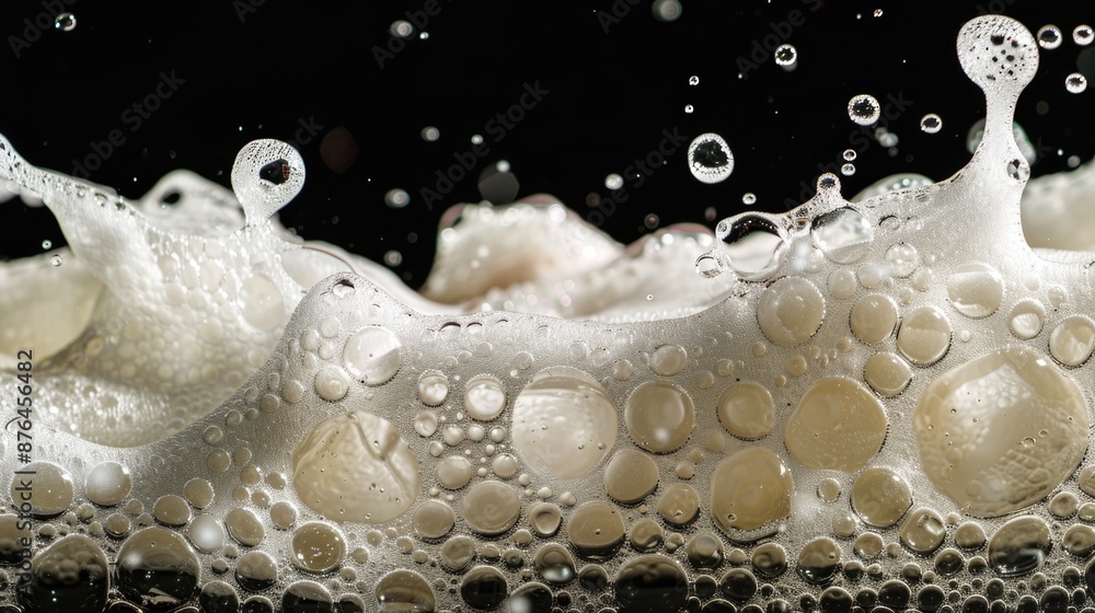 Poster a close-up shot of bubbles in a bowl of water, great for use in science or educational contexts